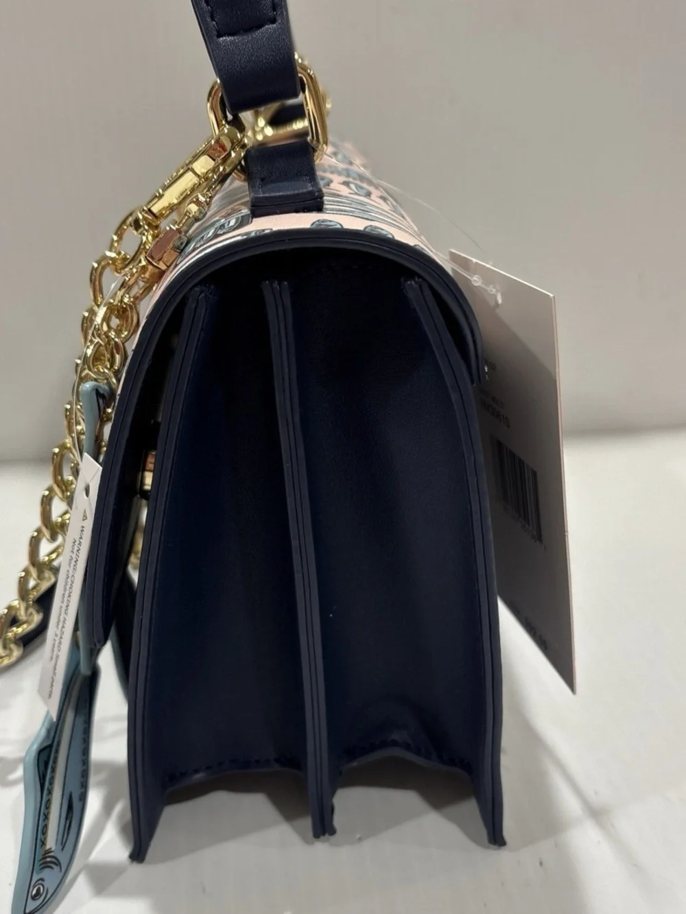 Betsey Johnson Pink & Navy Printed Top-Handle Crossbody Bag